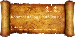 Kosztolányi Károly névjegykártya